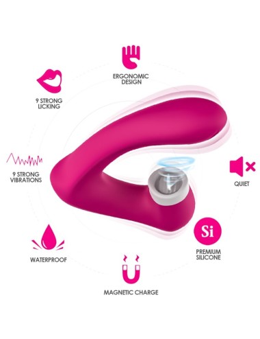 ARMONY - SECRETKISS LICKING CLITÓRIS VIBRATÓRIO E VIBRADOR CURVO FÚCSIA