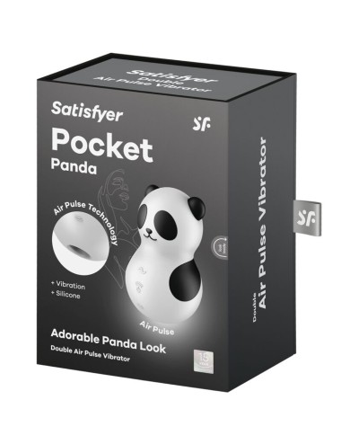 SATISFYER - POCKET PANDA ESTIMULADOR E VIBRADOR PRETO E BRANCO