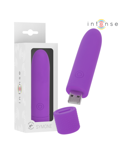 INTENSE - SYMONE  USB RECARREGÁVEL VIBRATÓRIA BULLET 8 VIBRAÇÕES ROXO 10 X 2
