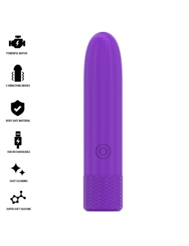 INTENSE - SYMONE  USB RECARREGÁVEL VIBRATÓRIA BULLET 8 VIBRAÇÕES ROXO 10 X 2