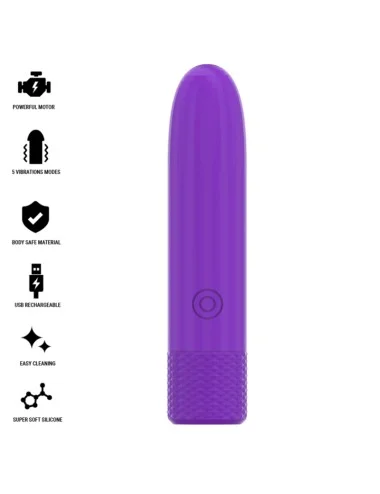 INTENSE - SYMONE  USB RECARREGÁVEL VIBRATÓRIA BULLET 8 VIBRAÇÕES ROXO 10 X 2