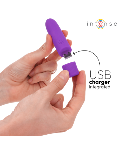 INTENSE - SYMONE  USB RECARREGÁVEL VIBRATÓRIA BULLET 8 VIBRAÇÕES ROXO 10 X 2,2 CM