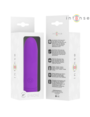 INTENSE - SYMONE  USB RECARREGÁVEL VIBRATÓRIA BULLET 8 VIBRAÇÕES ROXO 10 X 2,2 CM