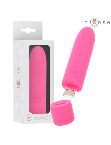 INTENSE - SYMONE  USB RECARREGÁVEL VIBRATÓRIA BULLET 8 VIBRAÇÕES ROSA 10 X 2