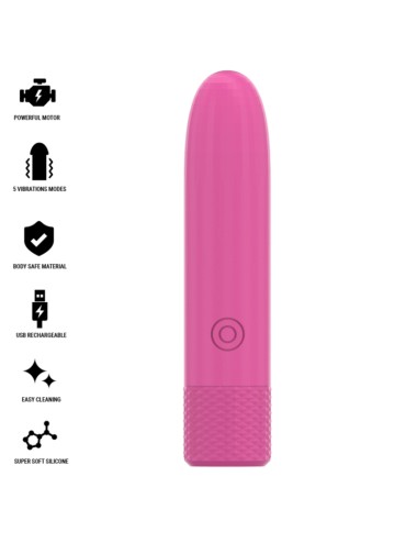 INTENSE - SYMONE  USB RECARREGÁVEL VIBRATÓRIA BULLET 8 VIBRAÇÕES ROSA 10 X 2