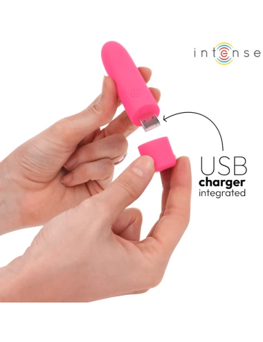 INTENSE - SYMONE  USB RECARREGÁVEL VIBRATÓRIA BULLET 8 VIBRAÇÕES ROSA 10 X 2,2 CM