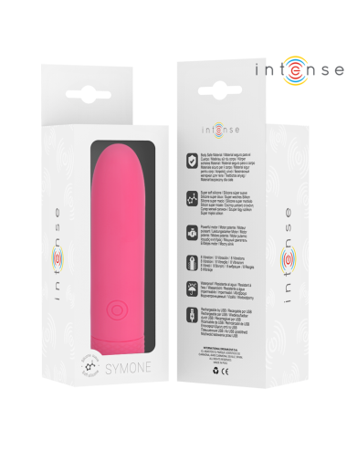 INTENSE - SYMONE  USB RECARREGÁVEL VIBRATÓRIA BULLET 8 VIBRAÇÕES ROSA 10 X 2,2 CM