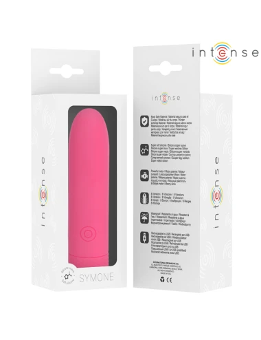 INTENSE - SYMONE  USB RECARREGÁVEL VIBRATÓRIA BULLET 8 VIBRAÇÕES ROSA 10 X 2,2 CM