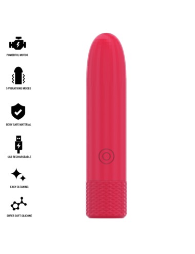 INTENSE - SYMONE USB RECARREGÁVEL VIBRATÓRIA BULLET 8 VIBRAÇÕES VERMELHO 10 X 2