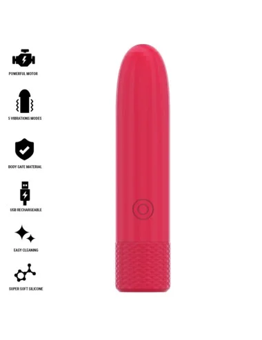 INTENSE - SYMONE USB RECARREGÁVEL VIBRATÓRIA BULLET 8 VIBRAÇÕES VERMELHO 10 X 2