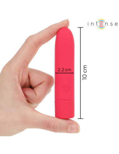 INTENSE - SYMONE USB RECARREGÁVEL VIBRATÓRIA BULLET 8 VIBRAÇÕES VERMELHO 10 X 2,2 CM