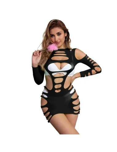 SUBBLIME - 952266 BODYSTOCKING MANGA LONGA COM REDE ELSTICA PRETO TAMANHO ÚNICO