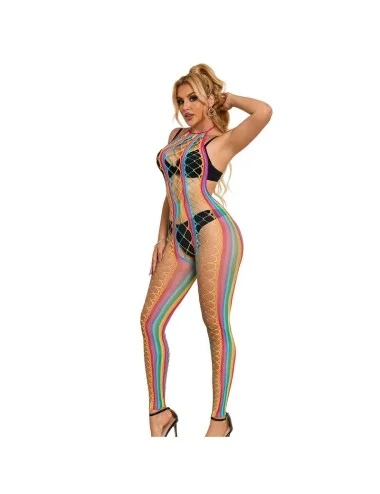 SUBBLIME - 952358 RAINBOW HALTER NECK FISHNET BODYSTOCKING TAMANHO ÚNICO