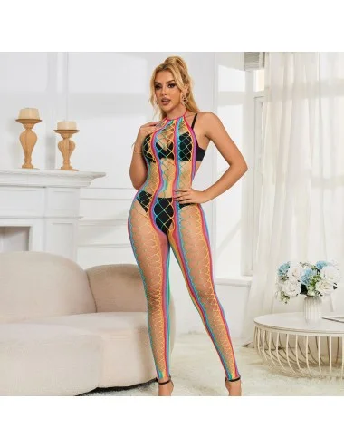 SUBBLIME - 952358 RAINBOW HALTER NECK FISHNET BODYSTOCKING TAMANHO ÚNICO