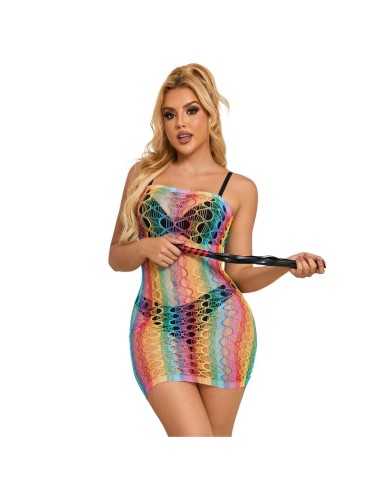 SUBBLIME - 952365 RAINBOW BARE SHOULDER FISHNET BODYSTOCKING TAMANHO ÚNICO