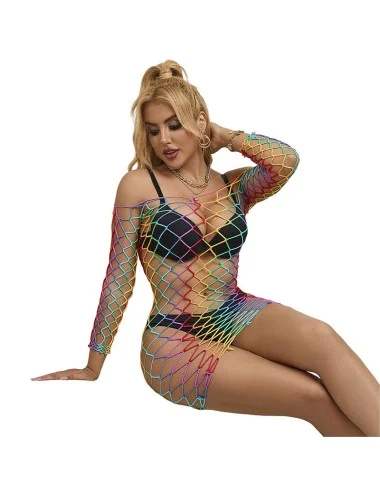 SUBBLIME - 952426 RAINBOW MANGA LONGA FISHNET BODYSTOCKING TAMANHO ÚNICO