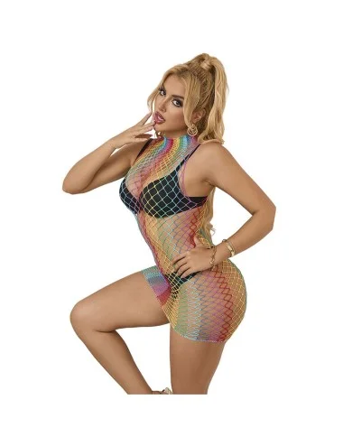 SUBBLIME - 952433 RAINBOW GOLA ALTA SEM MANGAS FISHNET BODYSTOCKING TAMANHO ÚNICO