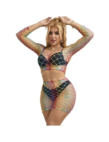 SUBBLIME - 952440 2 PEAS FISHNET BODYSTOCKING MANGA COMPRIDA ARCO-ÍRIS TAMANHO ÚNICO
