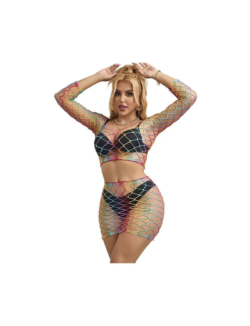 SUBBLIME - 952440 2 PEAS FISHNET BODYSTOCKING MANGA COMPRIDA ARCO-ÍRIS TAMANHO ÚNICO SUBBLIME - 952440 2 PEAS FISHNET BODYSTOCKING MANGA COMPRIDA ARCO-ÍRIS TAMANHO ÚNICO