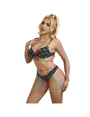 SUBBLIME - 952440 2 PEAS FISHNET BODYSTOCKING MANGA COMPRIDA ARCO-ÍRIS TAMANHO ÚNICO