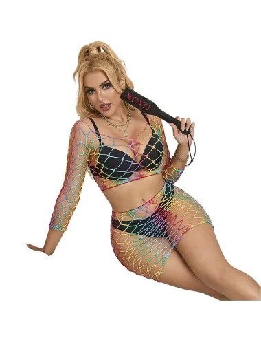 SUBBLIME - 952440 2 PEAS FISHNET BODYSTOCKING MANGA COMPRIDA ARCO-ÍRIS TAMANHO ÚNICO