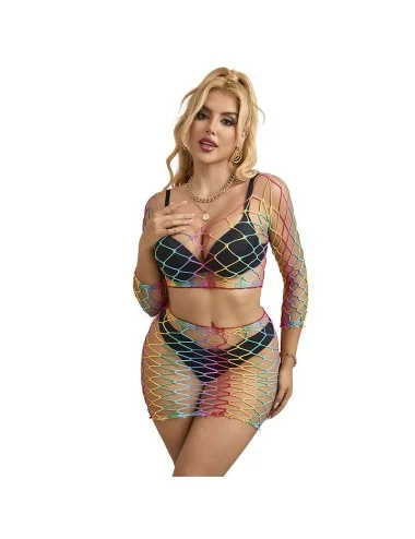 SUBBLIME - 952440 2 PEAS FISHNET BODYSTOCKING MANGA COMPRIDA ARCO-ÍRIS TAMANHO ÚNICO