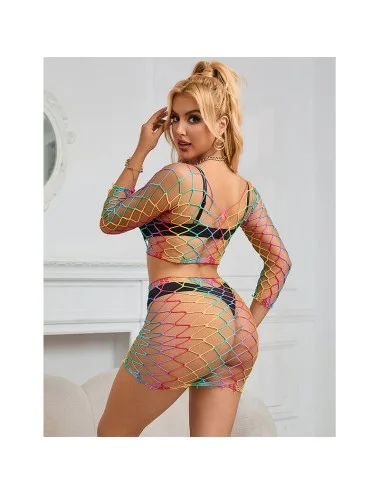 SUBBLIME - 952440 2 PEAS FISHNET BODYSTOCKING MANGA COMPRIDA ARCO-ÍRIS TAMANHO ÚNICO