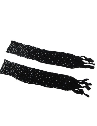 SUBBLIME - 952174 BODYSTOCKING DE REDE COM LUVAS E DIAMANTES PRETO TAMANHO ÚNICO