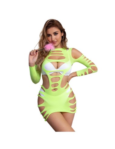 SUBBLIME - 952280 BODYSTOCKING VERDE MANGA LONGA COM REDE ELSTICA TAMANHO ÚNICO