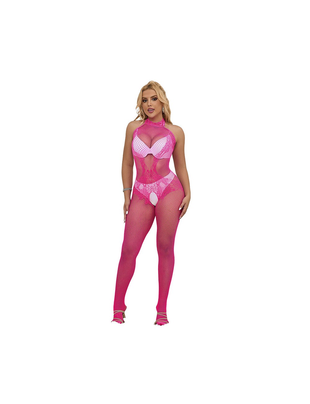 SUBBLIME - 952389 BODYSTOCKING SEM FUNDO DE REDE E RENDA COM GOLA ALTA ROSA TAMANHO ÚNICO SUBBLIME - 952389 BODYSTOCKING SEM FUNDO DE REDE E RENDA COM GOLA ALTA ROSA TAMANHO ÚNICO