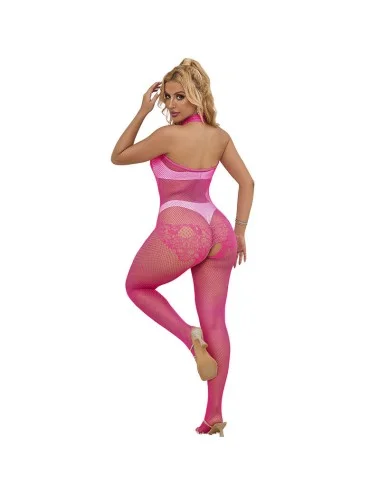 SUBBLIME - 952389 BODYSTOCKING SEM FUNDO DE REDE E RENDA COM GOLA ALTA ROSA TAMANHO ÚNICO