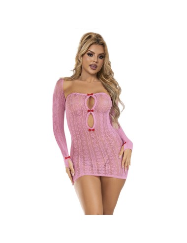SUBBLIME - 952471 BODYSTOCKING ROSA EM REDE TAMANHO ÚNICO