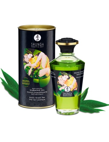 SHUNGA - HUILE DE MASSAGE EFFET CHALEUR AU THÃ VERT BIO 100 ML