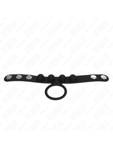 KINK - ANNEAU PÃNIS EN CUIR 3,5 CM AVEC FERMETURE Ã PRESSION 23 X 2 CM
