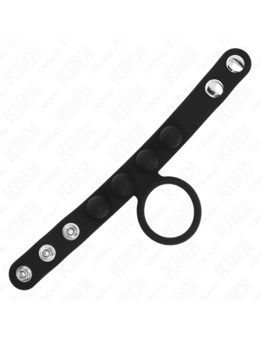 KINK - ANNEAU PÃNIS EN CUIR 3,5 CM AVEC FERMETURE Ã PRESSION 23 X 2 CM