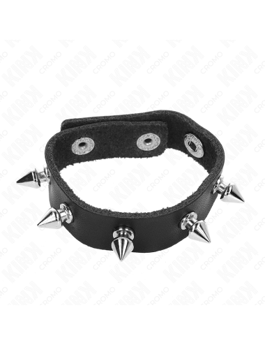 KINK - ANNEAU PÃNIS EN CUIR AVEC FERMETURE Ã PRESSION DOUBLURE ROUGE 21 X 1,5 CM
