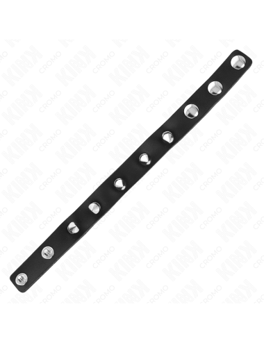 KINK - ANNEAU PÃNIS EN CUIR AVEC FERMETURE Ã PRESSION DOUBLURE ROUGE 21 X 1,5 CM