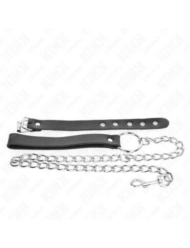 KINK - ANNEAU PÃNIS EN CUIR AVEC SANGLE 21,5 X 2 CM ET CHAÃNE EN MÃTAL 60 CM