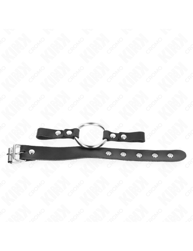 KINK - ANNEAU PÃNIS EN CUIR AVEC FERMETURE Ã BOUCLE 22 X 2 CM AVEC ANNEAU EN MÃTAL 4 CM