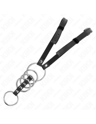 KINK - 5 ANNEAUX PÃNIS 3,8 CM Ã 5 CM MÃTAL AVEC CEINTURE CUIR 112 CM
