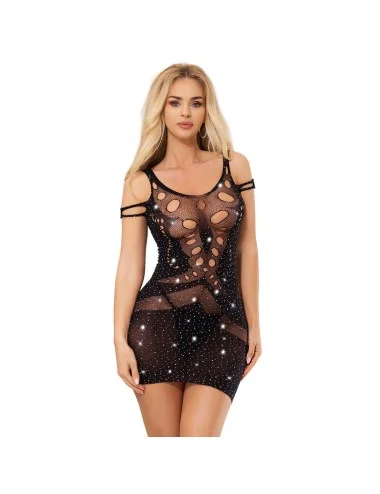 SUBBLIME - 952198 BODYSTOCKING RESILLE AVEC DIAMANTS BRILLANTS NOIR TAILLE UNIQUE