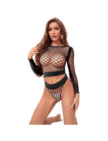SUBBLIME - 952228 BODYSTOCKING 2 PIÃCES  MANCHES LONGUES EN RÃSEILLE NOIR TAILLE UNIQUE