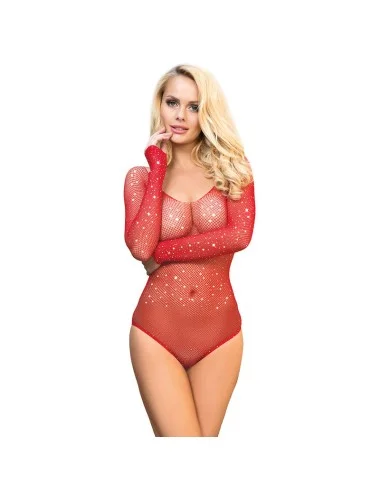SUBBLIME - 952303 BODYSTOCKING GRILL BRILHANTE COM OMBROS ABERTOS MANGA LONGA VERMELHO TAMANHO ÚNICO