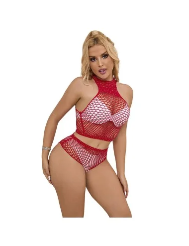 SUBBLIME - 952402 BODYSTOCKING FISHNET SET COM DIAMANTES ROSA TAMANHO ÚNICO