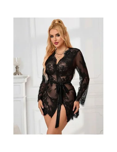 SUBBLIME - 953768 CAMISOLA DE NOITE DE RENDA + TANGA PRETA L/XL