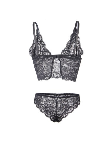 SUBBLIME - 953928 CAMISOLA DE SEDA E RENDA + CALCINHA PRETA L/XL