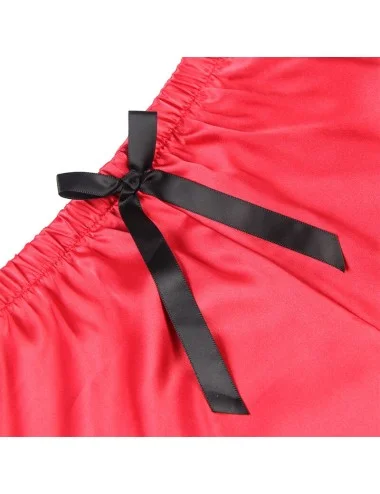 SUBBLIME - 953966 CAMISOLA DE SEDA CASUAL + CALÇA DE RENDA PRETA/VERMELHA L/XL