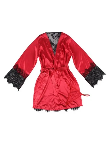 SUBBLIME - 954024 CAMISOLA DE RENDA TRANSPARENTE NAS COSTAS + TANGA VERMELHO/PRETO L/XL
