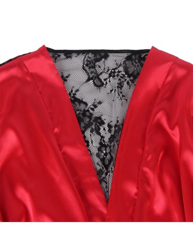 SUBBLIME - 954024 CAMISOLA DE RENDA TRANSPARENTE NAS COSTAS + TANGA VERMELHO/PRETO L/XL