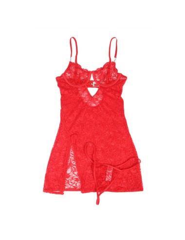 SUBBLIME - 954215 BABYDOLL DE RENDA COM ALÇAS AJUSTÁVEIS VERMELHO L/XL